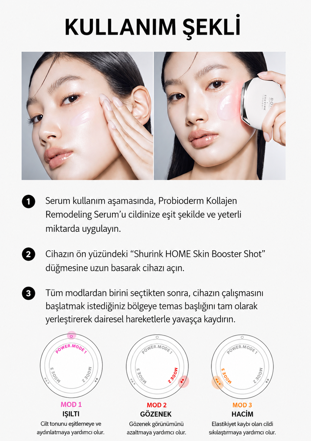BOH Bio Heal Shurink Home Cilt Sıkılaştırma Cihazı ve Probioderm Collagen Remodeling Serum Seti