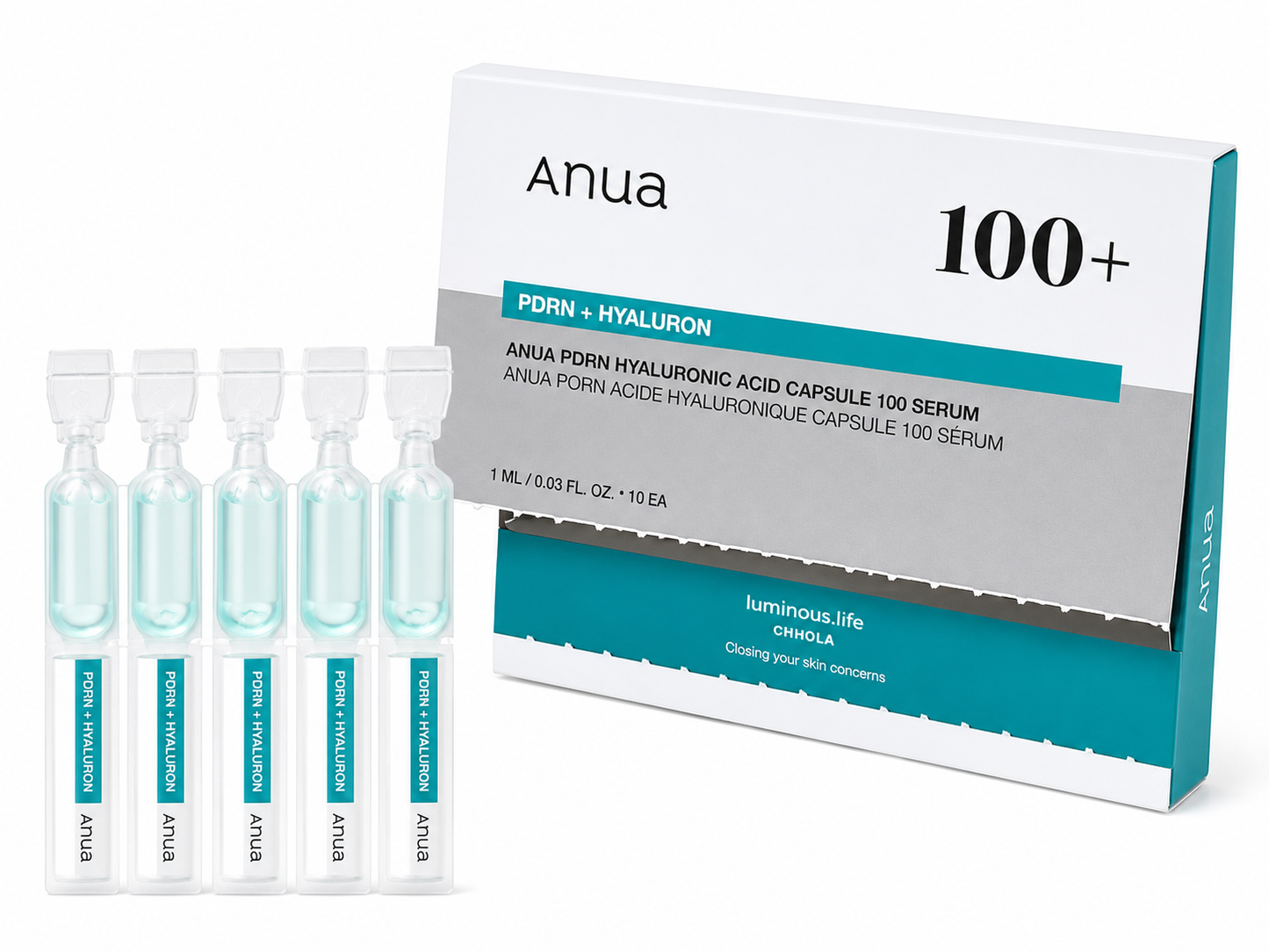 Anua PDRN Hyaluronic Acid Capsule 100 Serum (1 ml × 10 Kapsül)