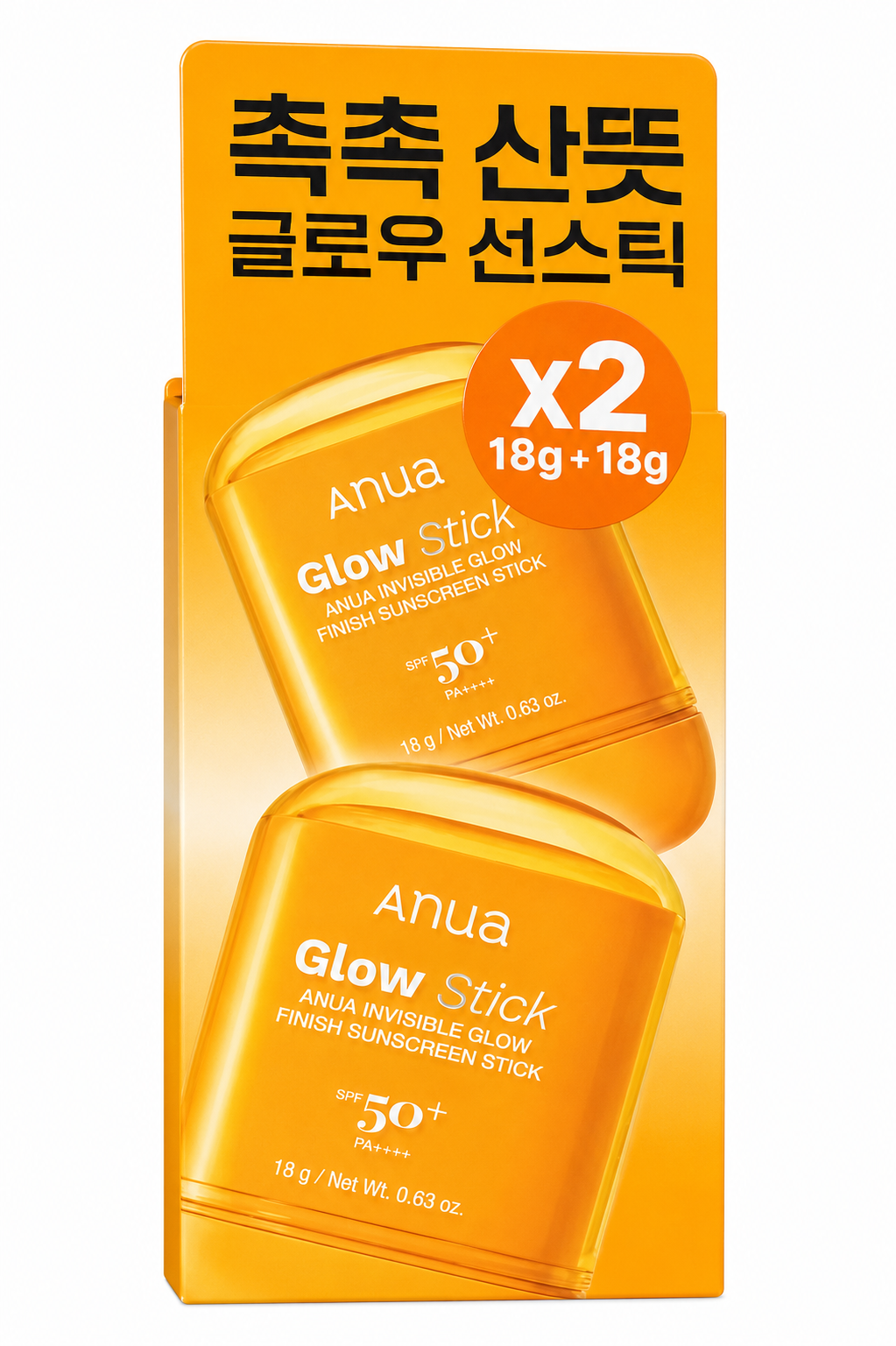 Anua Invisible Glow Finish Sunscreen Stick SPF50+ PA++++ (18 g x 2)