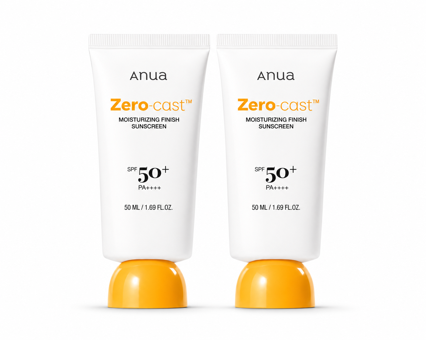 Anua Zero-Cast Moisturizing Finish Sunscreen SPF50+ PA++++ (2 x 50 ml)