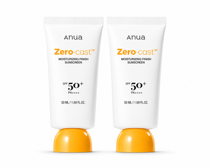 Anua Zero-Cast Moisturizing Finish Sunscreen SPF50+ PA++++ (2 x 50 ml)